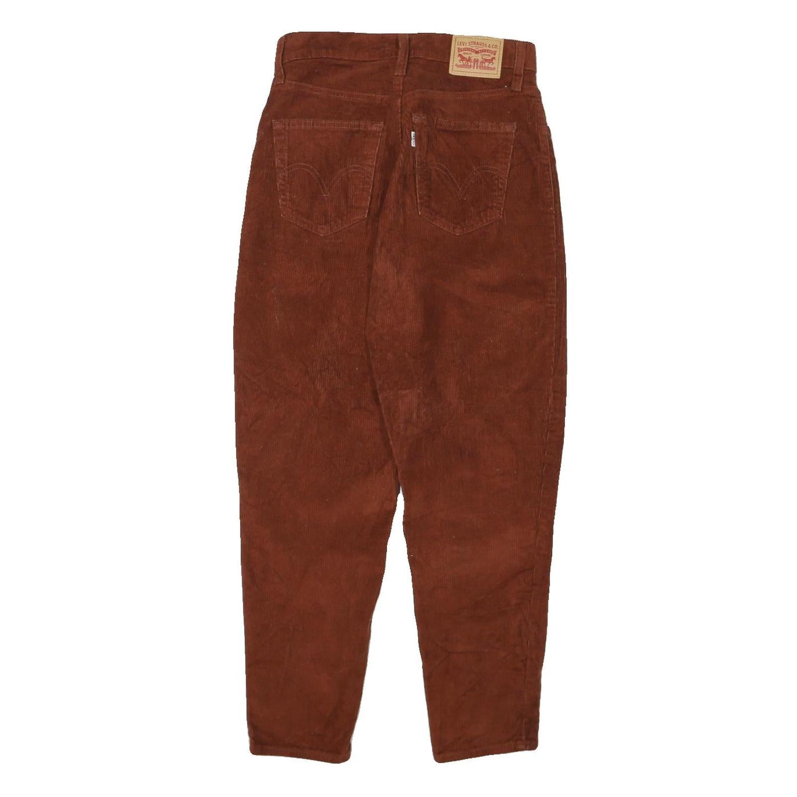 LEVI'S Womens Brown Relaxed Tapered Trousers W27 L26 Corduroy Cotton Blend Zip
