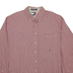TOMMY HILFIGER Mens Red & White Check Shirt XL Button Down Cotton Casual