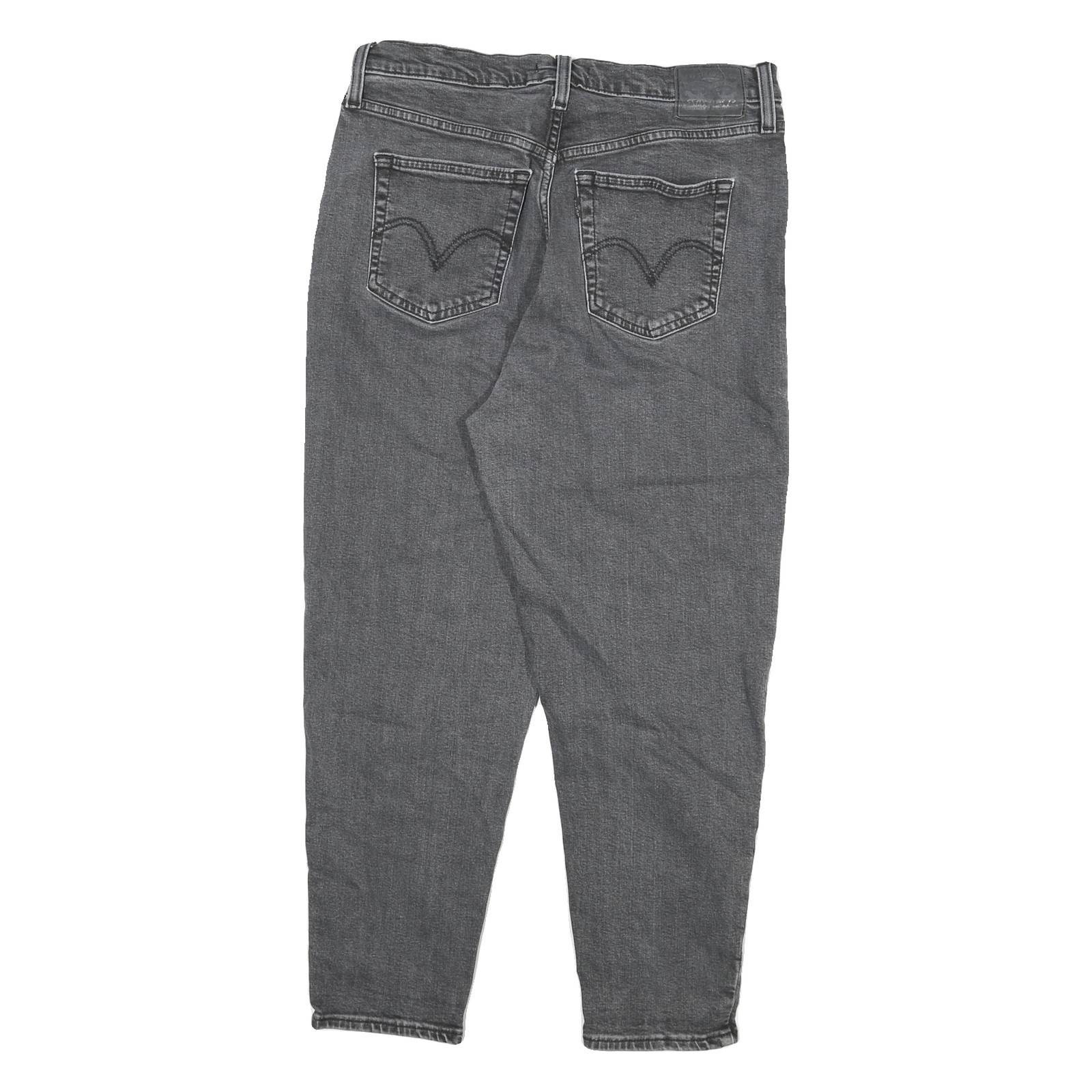 LEVI'S Womens Jeans Grey Relaxed High Waisted Taper Denim Raw W31 L27 Stylish