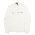 TOMMY HILFIGER Womens Jumper White 1/2 Zip Tight Knit XL