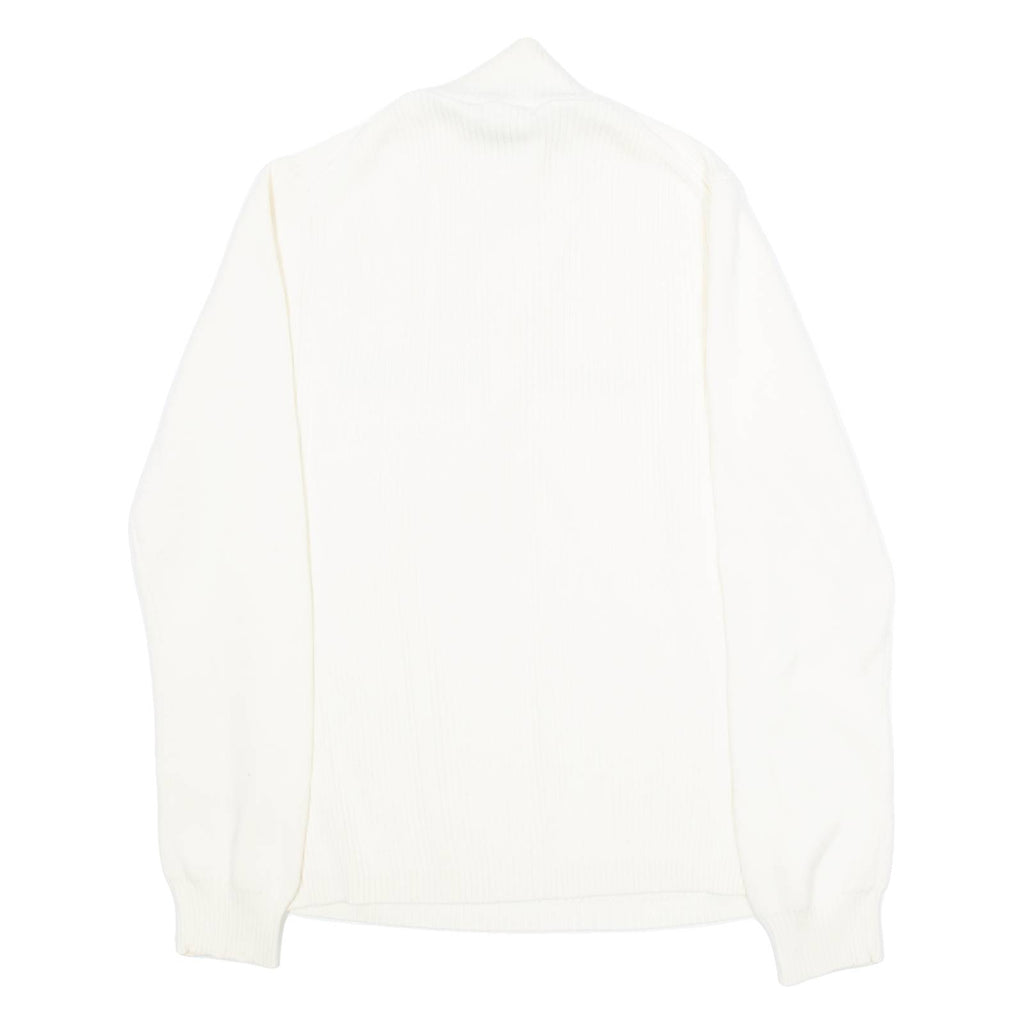 TOMMY HILFIGER Womens Jumper White 1/2 Zip Tight Knit XL