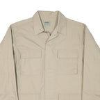 Mens Beige Cotton Blend Casual Button Jacket L Plain Santa Clara Public Health