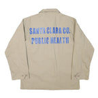 Mens Beige Cotton Blend Casual Button Jacket L Plain Santa Clara Public Health