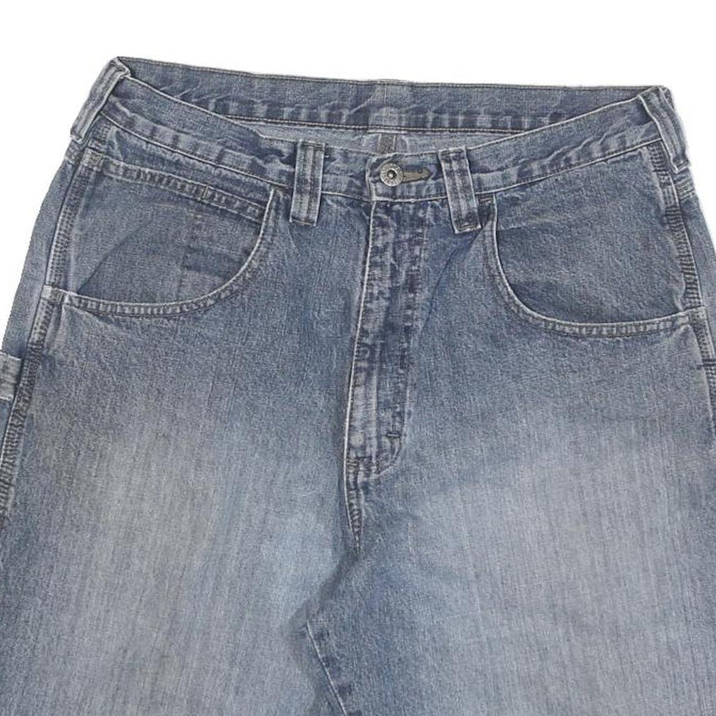WRANGLER Mens Shorts Blue Denim Cargo Style L W32 Workwear Cotton Blend