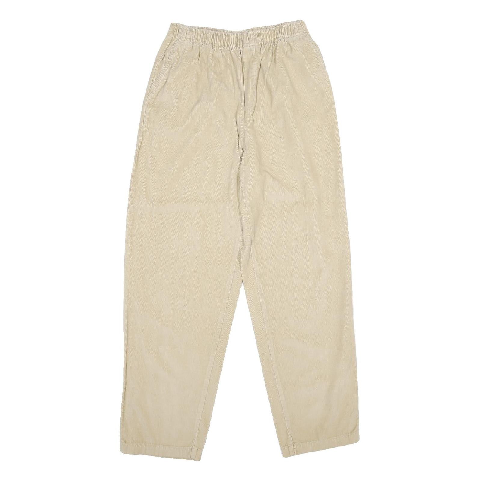 CABIN CREEK Womens Cotton Beige Classic Straight Trousers W26 L29 Relaxed Fit