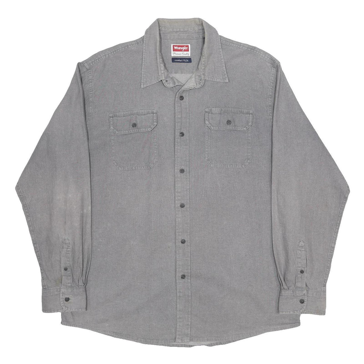 WRANGLER Mens Grey Cotton Blend Shirt XL Button Pocket Work Casual
