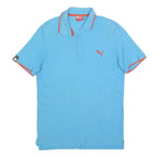 PUMA Mens Blue & Orange Short Sleeve Plain Polo Shirt S Cotton Blend