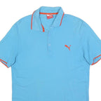 PUMA Mens Blue & Orange Short Sleeve Plain Polo Shirt S Cotton Blend