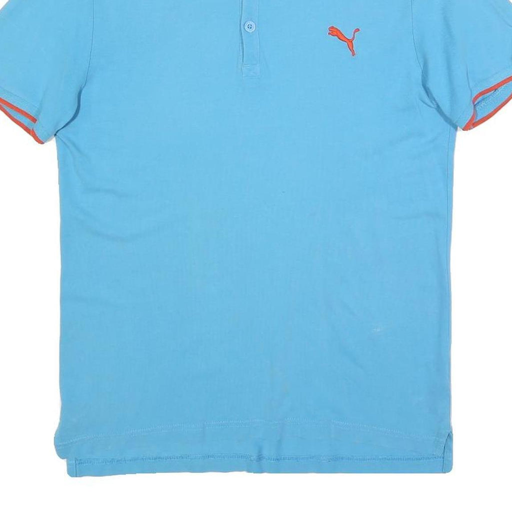 PUMA Mens Blue & Orange Short Sleeve Plain Polo Shirt S Cotton Blend