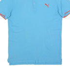 PUMA Mens Blue & Orange Short Sleeve Plain Polo Shirt S Cotton Blend