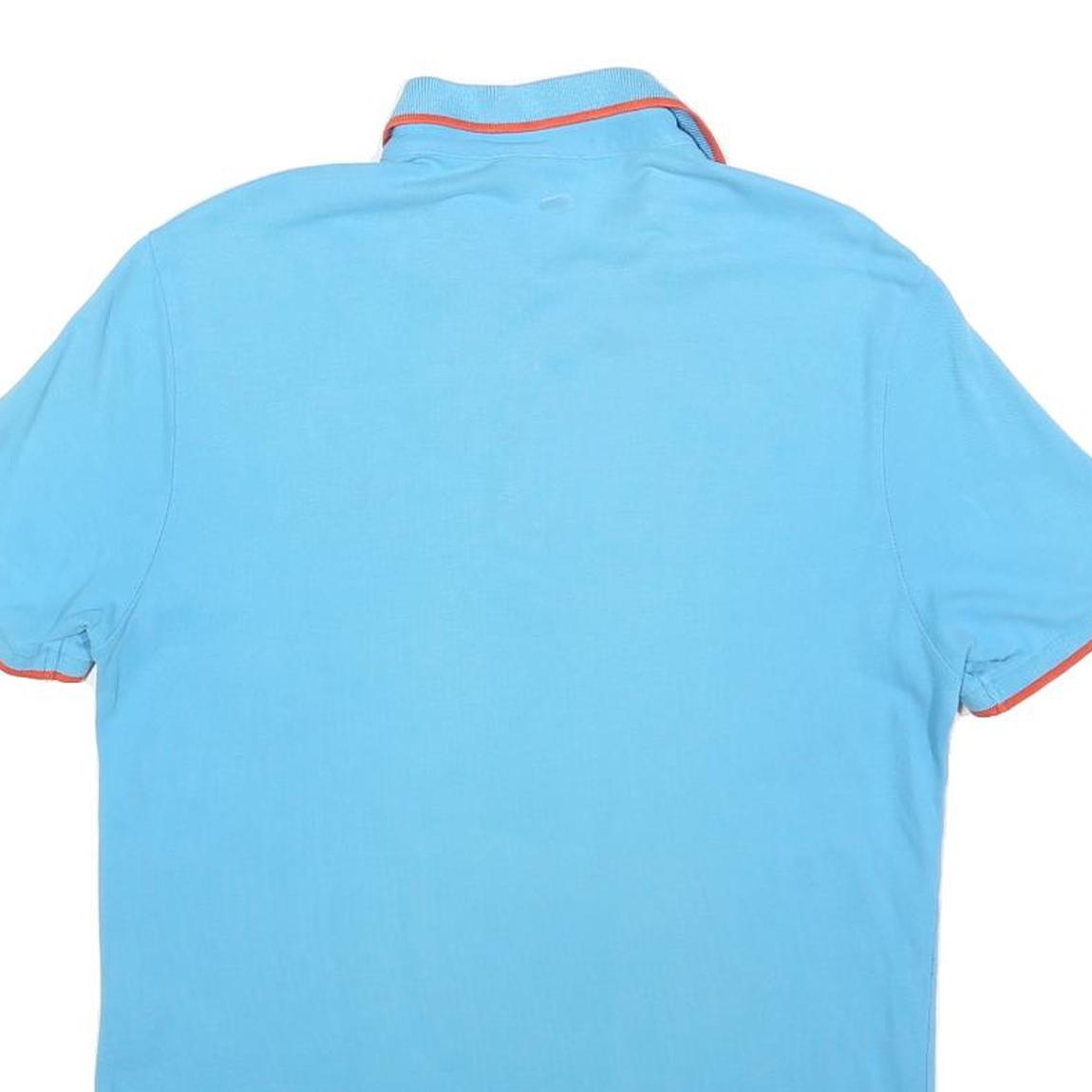 PUMA Mens Blue & Orange Short Sleeve Plain Polo Shirt S Cotton Blend