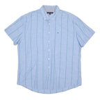 TOMMY HILFIGER Mens Blue & Green Cotton Short Sleeve Shirt 2XL Button-Down