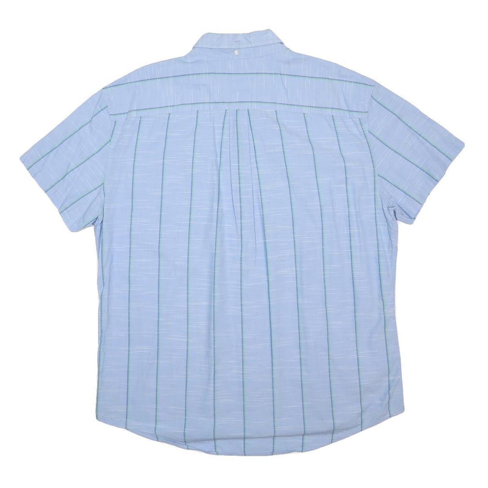TOMMY HILFIGER Mens Blue & Green Cotton Short Sleeve Shirt 2XL Button-Down