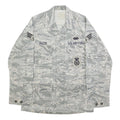 Mens Grey Cotton Blend Camouflage Military Style Jacket S Button Closure