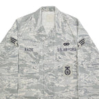 Mens Grey Cotton Blend Camouflage Military Style Jacket S Button Closure