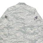 Mens Grey Cotton Blend Camouflage Military Style Jacket S Button Closure