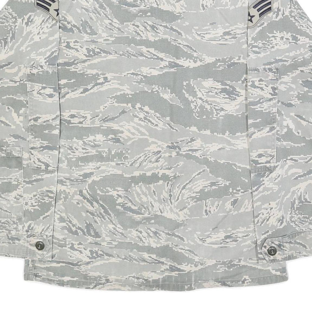 Mens Grey Cotton Blend Camouflage Military Style Jacket S Button Closure