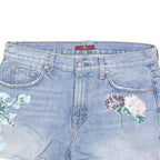 7 FOR ALL MANKIND Womens Shorts Blue Embroidered Floral M W32 Casual Denim