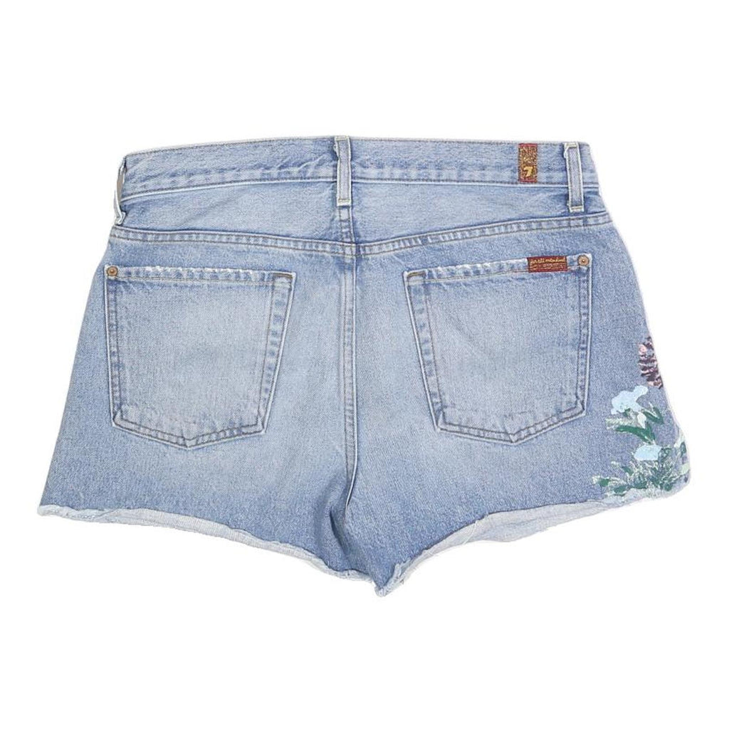 7 FOR ALL MANKIND Womens Shorts Blue Embroidered Floral M W32 Casual Denim