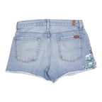 7 FOR ALL MANKIND Womens Shorts Blue Embroidered Floral M W32 Casual Denim