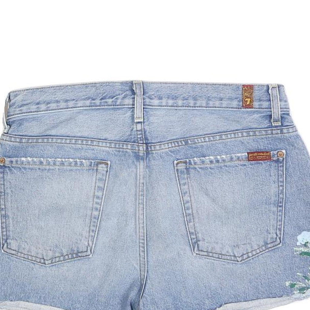 7 FOR ALL MANKIND Womens Shorts Blue Embroidered Floral M W32 Casual Denim