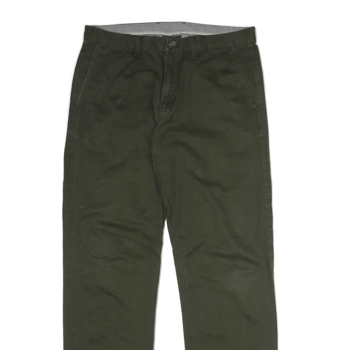 CALVIN KLEIN Mens Cotton Green Regular Straight Trousers W32 L32 Classic Casual