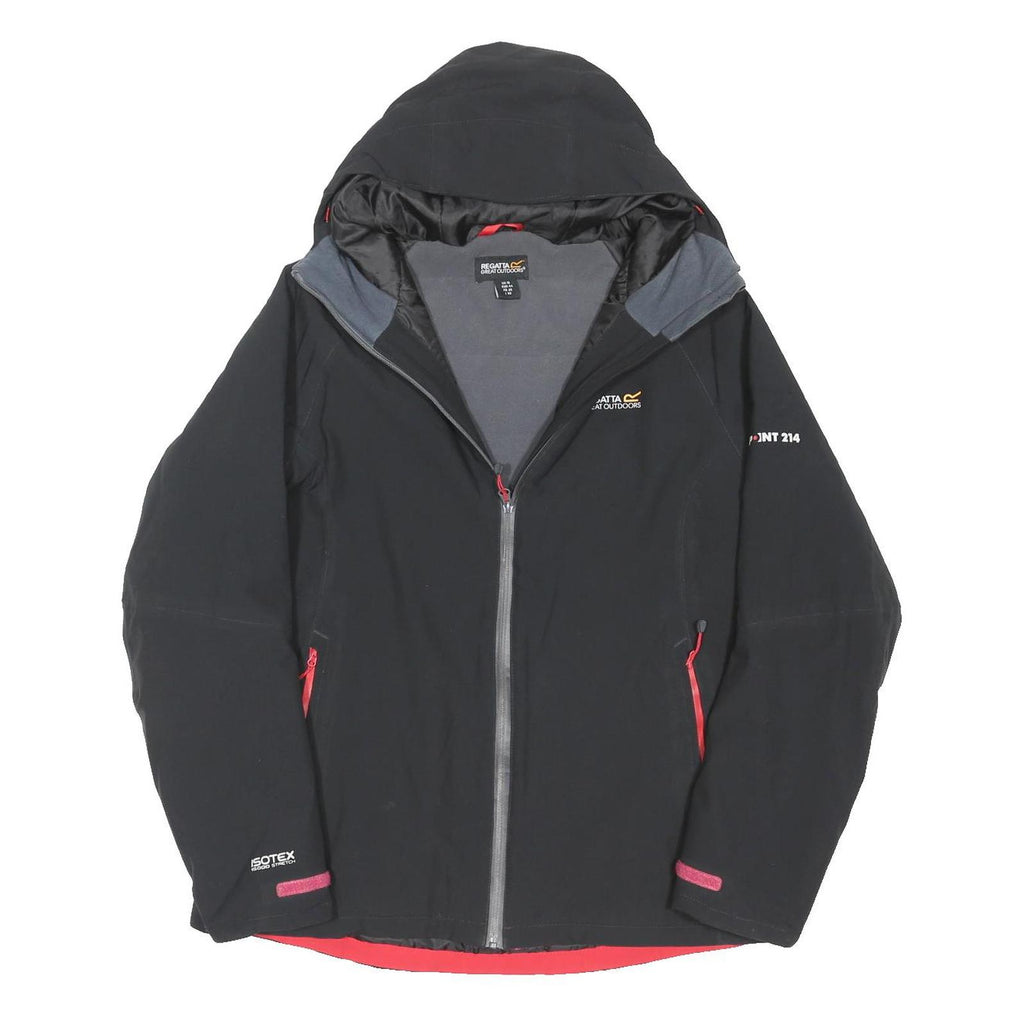 REGETTA Womens Black Outdoor Jacket UK 18 Polyester Blend Zip Hooded Pocket