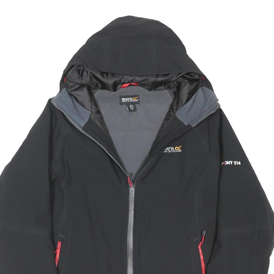 REGETTA Womens Black Outdoor Jacket UK 18 Polyester Blend Zip Hooded Pocket