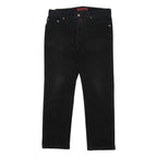 PIERRE CARDIN Mens Cotton Blend Black Regular Fit Straight Leg Trousers W34 L30