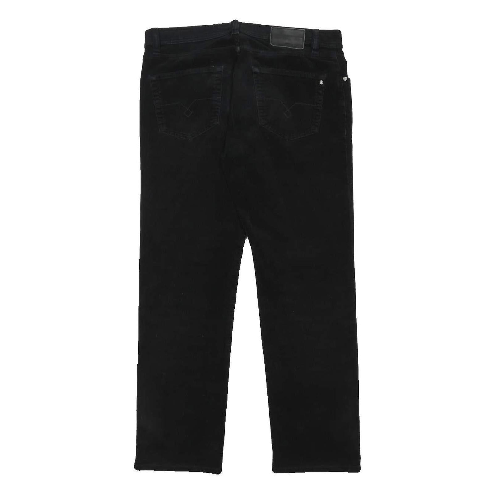 PIERRE CARDIN Mens Cotton Blend Black Regular Fit Straight Leg Trousers W34 L30