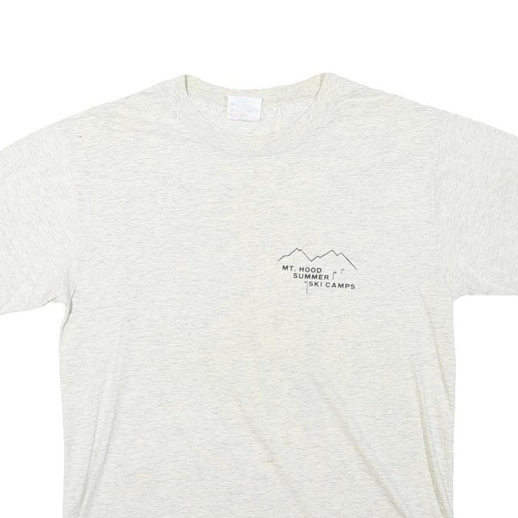 HANES Mens White Mt Hood Summer Ski Camps Graphic T-Shirt M Crew Neck Short