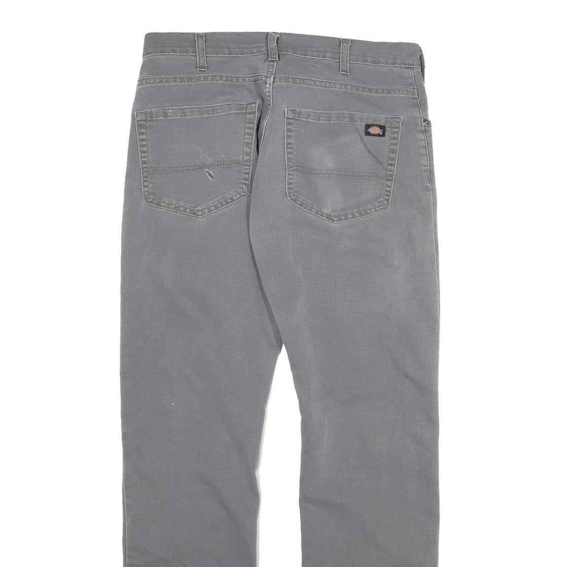 DICKIES Mens Jeans Grey Regular Straight Denim Medium W32 L30 Workwear Zip