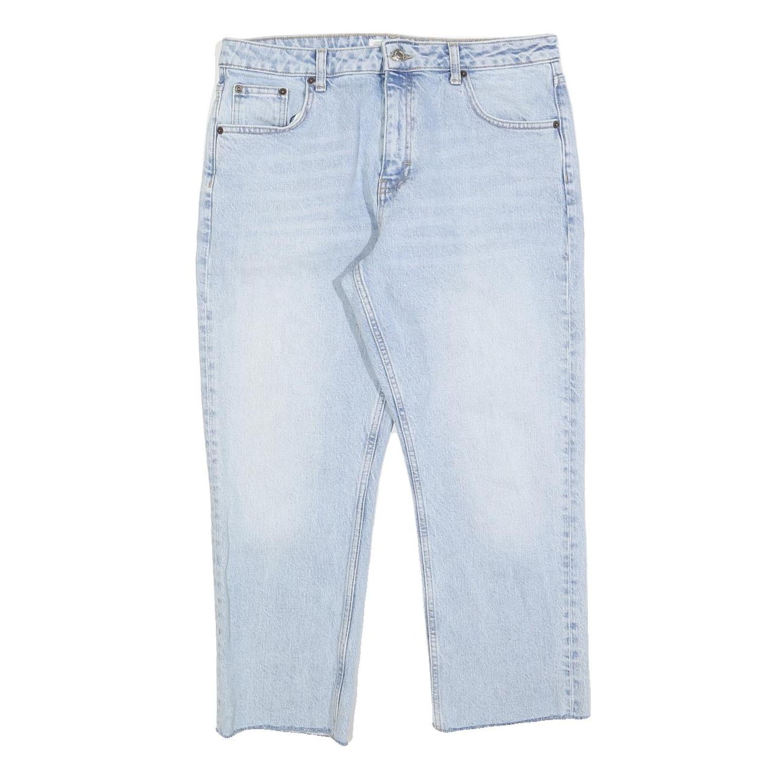 TOPSHOP Womens Regular Fit Straight Leg Denim Light Blue Cotton Blend Jeans W32