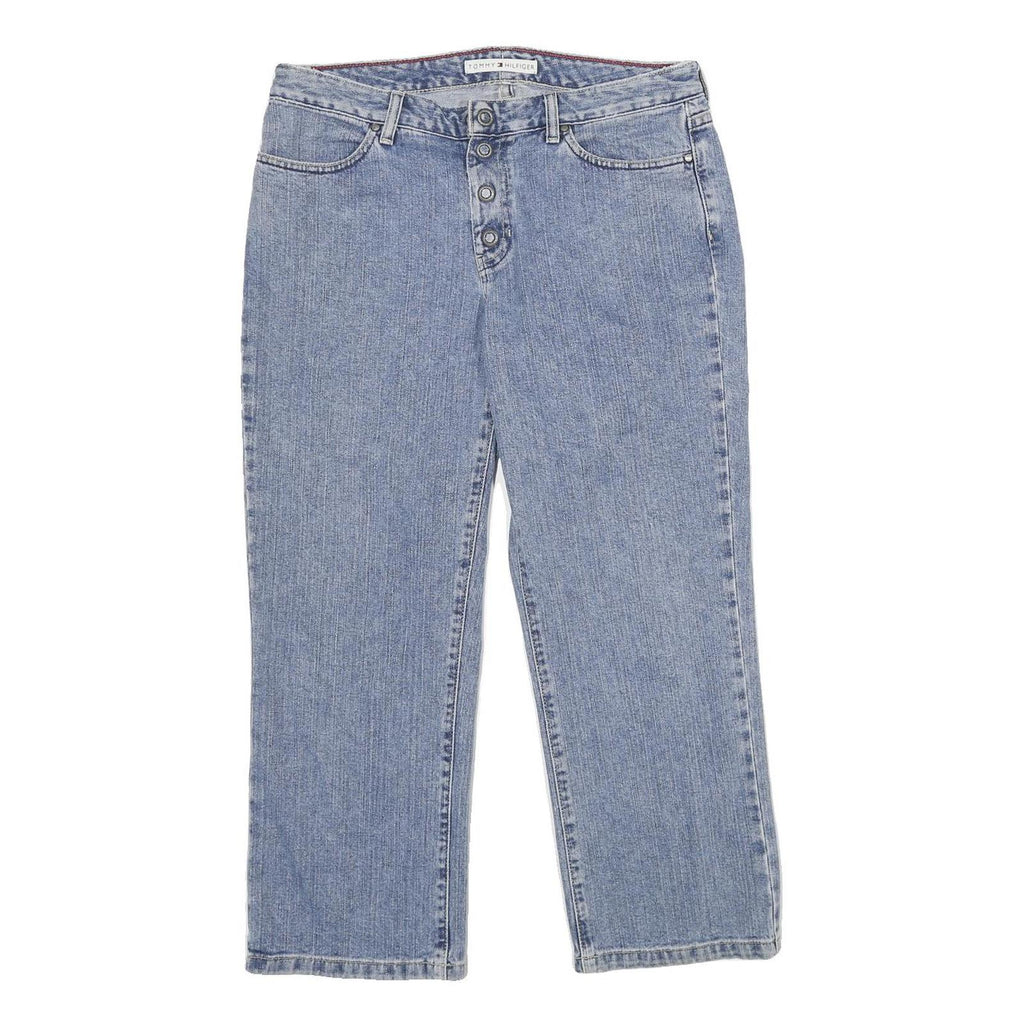 TOMMY HILFIGER Womens Blue Relaxed Straight Denim Cotton Stone Wash W32 L26