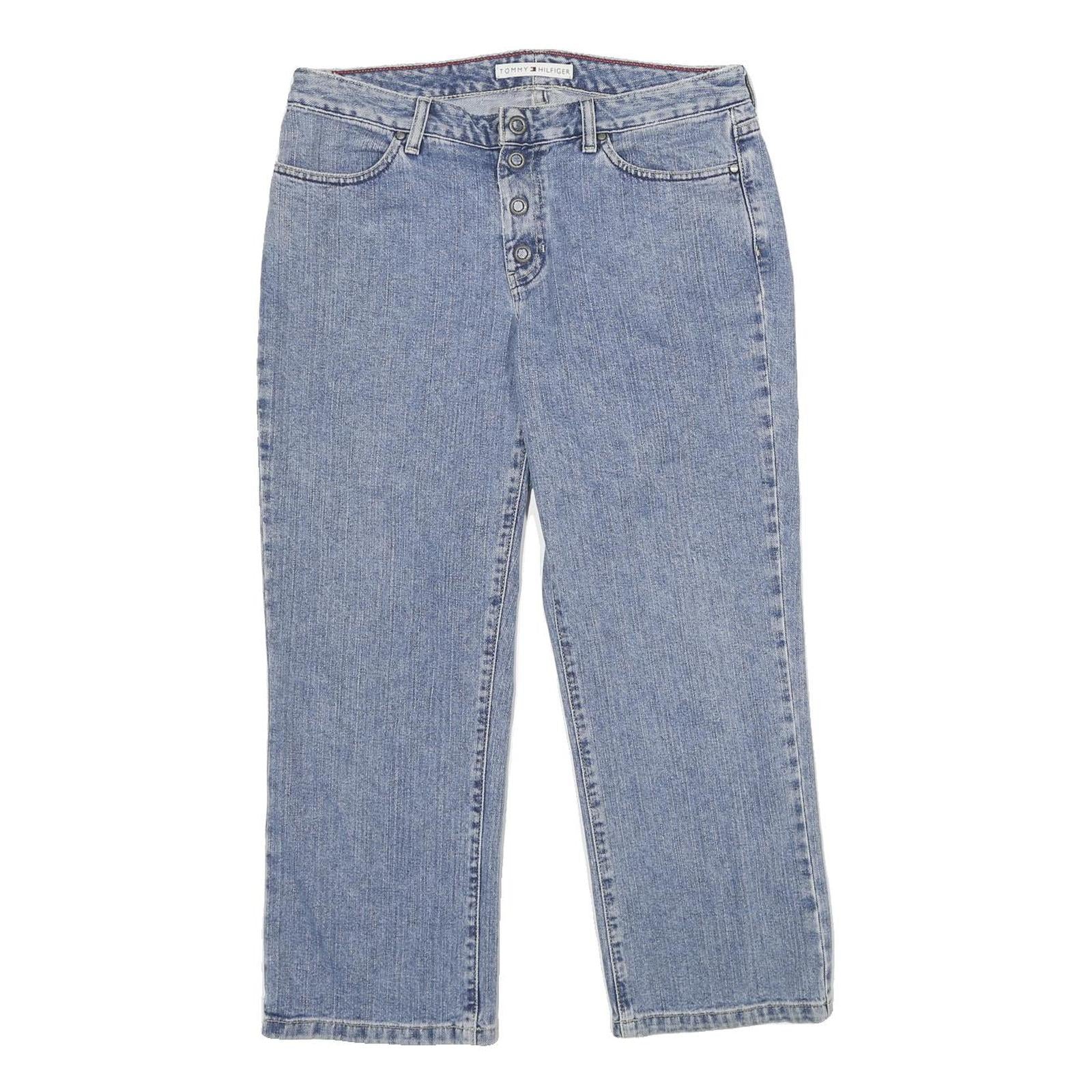 TOMMY HILFIGER Womens Blue Relaxed Straight Denim Cotton Stone Wash W32 L26