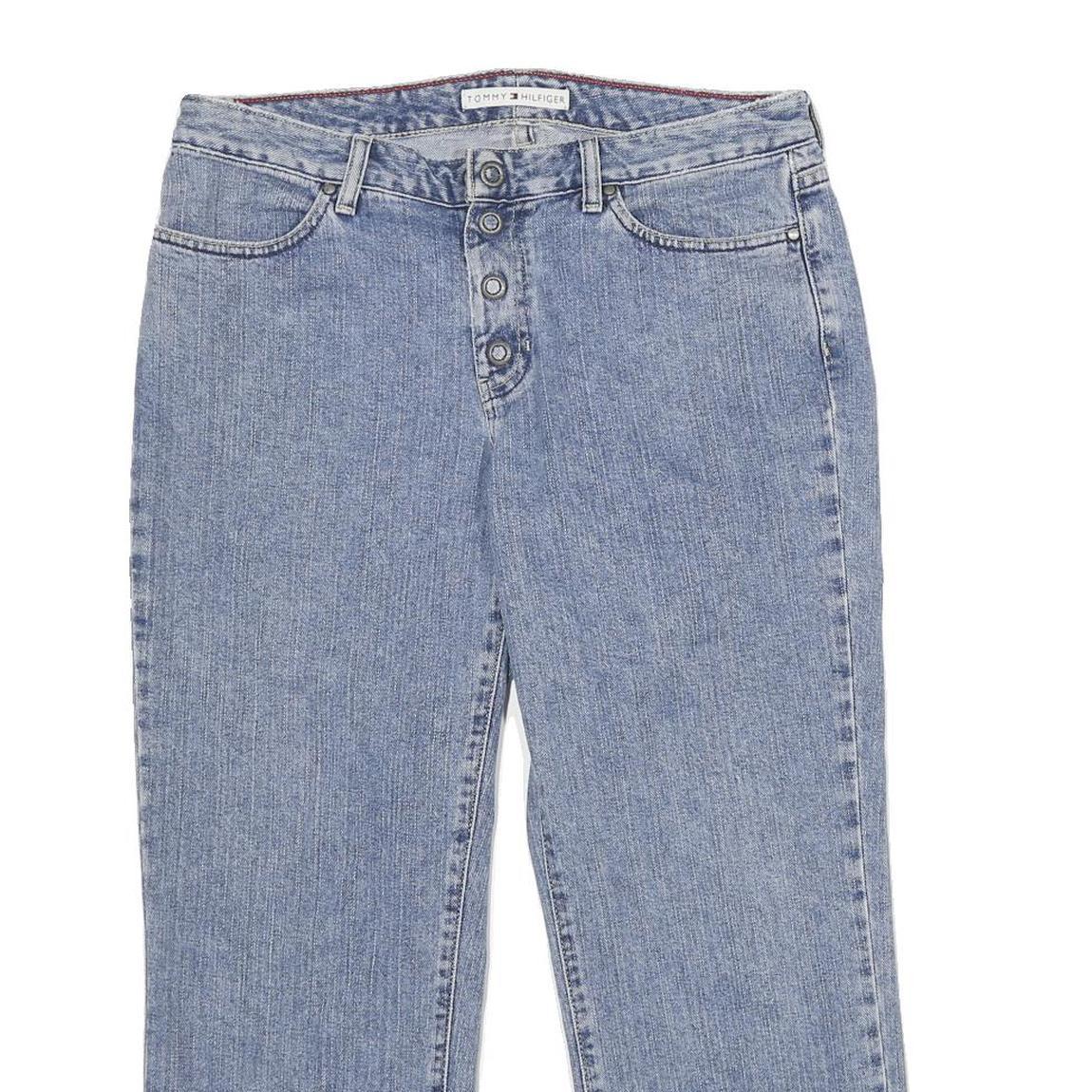 TOMMY HILFIGER Womens Blue Relaxed Straight Denim Cotton Stone Wash W32 L26