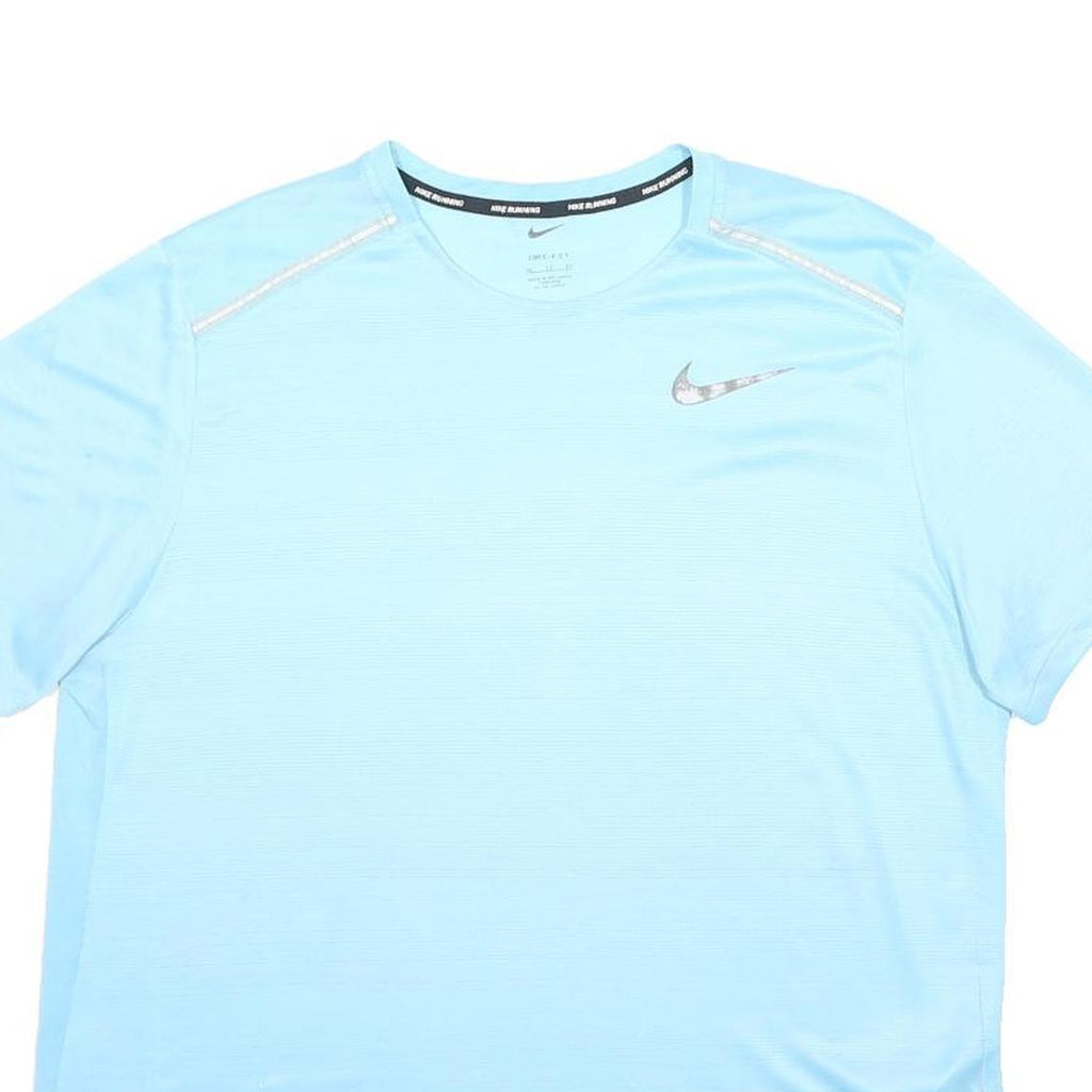 NIKE Mens Blue XL Short Sleeve Crew Neck Running T-Shirt Polyester Performance