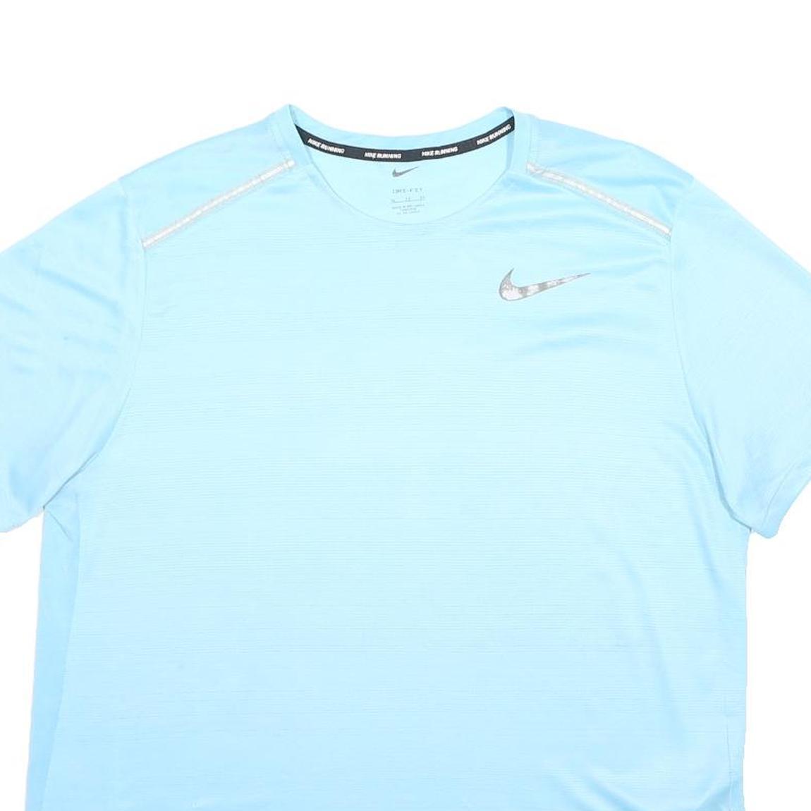 NIKE Mens Blue XL Short Sleeve Crew Neck Running T-Shirt Polyester Performance