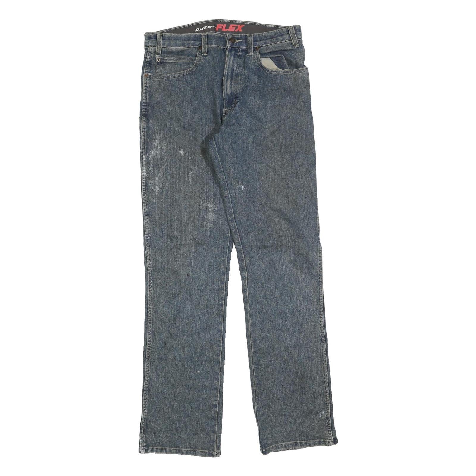 DICKIES Mens Blue Regular Straight Denim Medium W32 L34 Workwear Zip Jeans