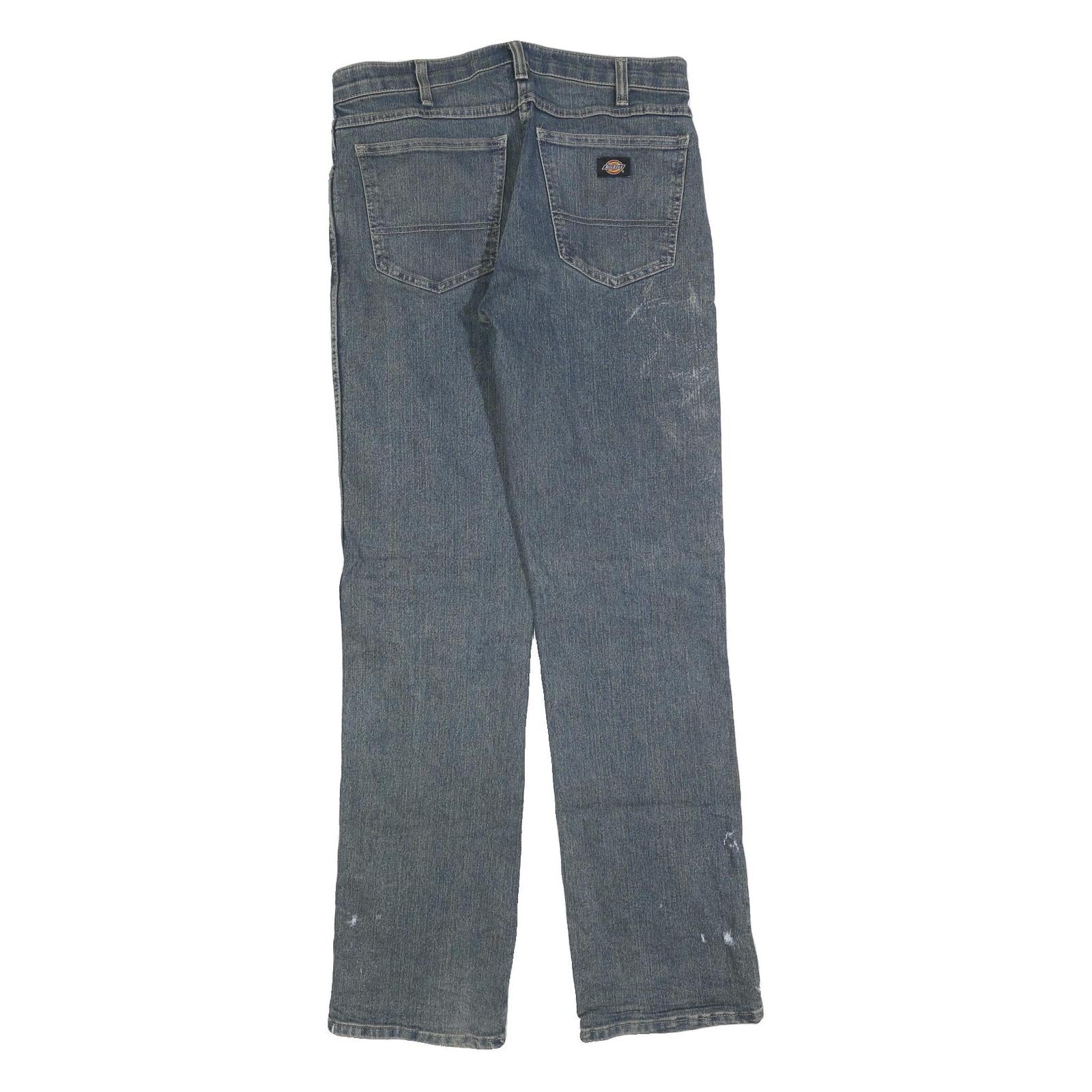 DICKIES Mens Blue Regular Straight Denim Medium W32 L34 Workwear Zip Jeans