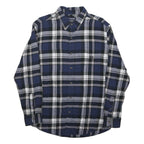 CHAPS Mens Blue Black & Grey Check Shirt L Classic Cotton Button Down