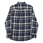CHAPS Mens Blue Black & Grey Check Shirt L Classic Cotton Button Down