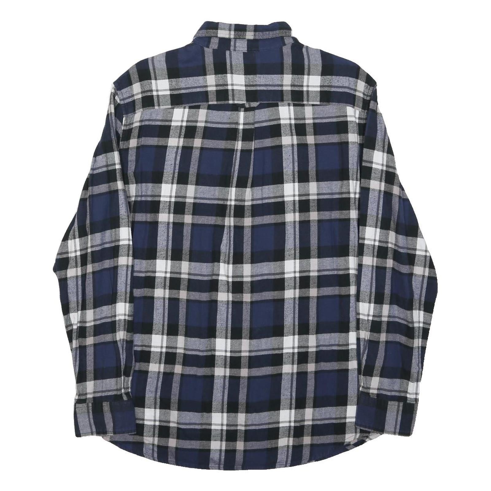 CHAPS Mens Blue Black & Grey Check Shirt L Classic Cotton Button Down