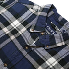 CHAPS Mens Blue Black & Grey Check Shirt L Classic Cotton Button Down
