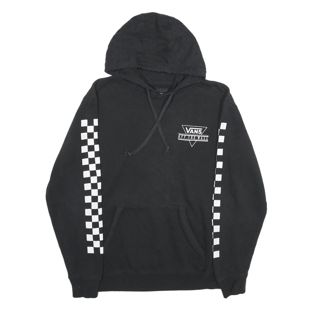 VANS Mens Black Checkerboard Pullover Hoodie S Cotton Blend Skatewear