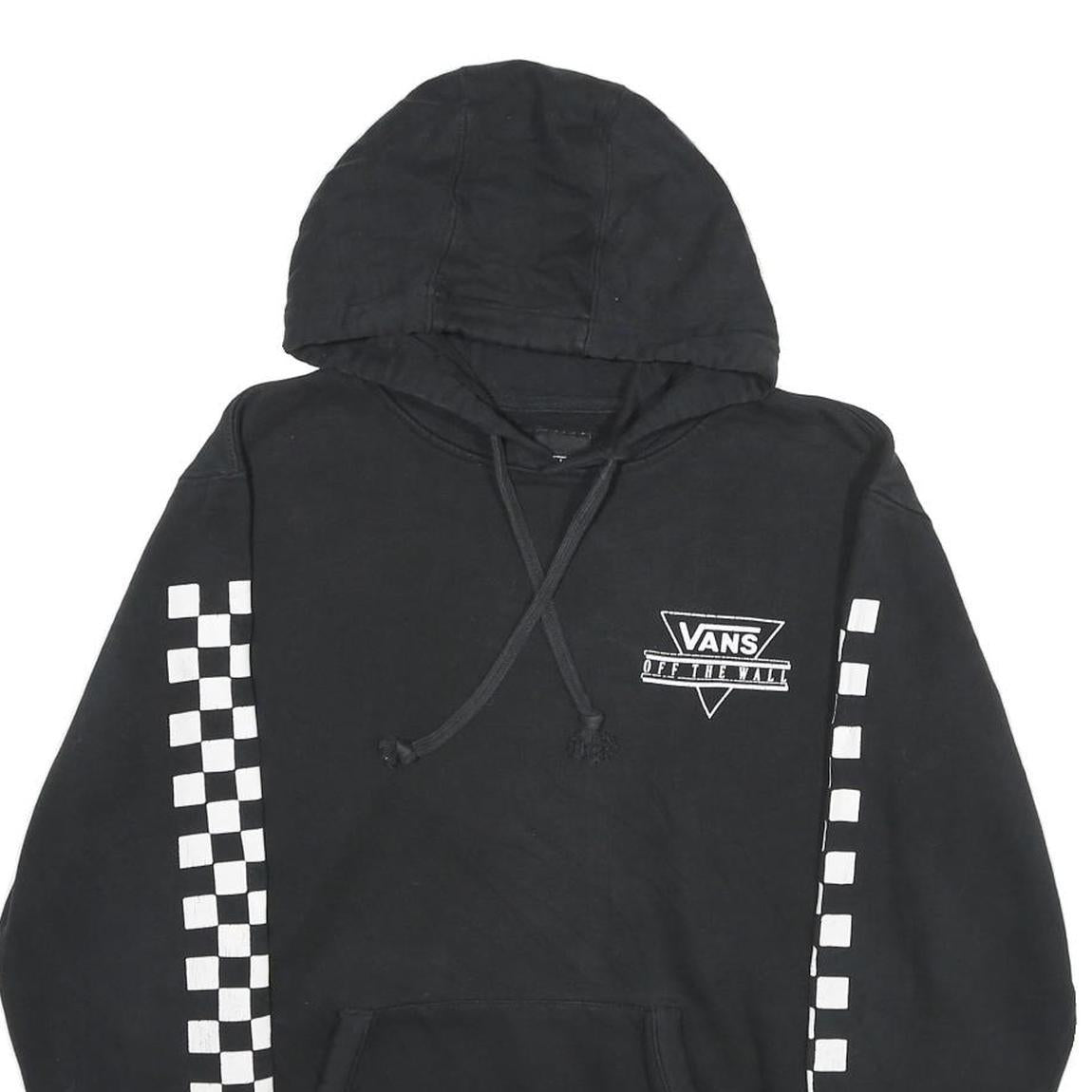 VANS Mens Black Checkerboard Pullover Hoodie S Cotton Blend Skatewear