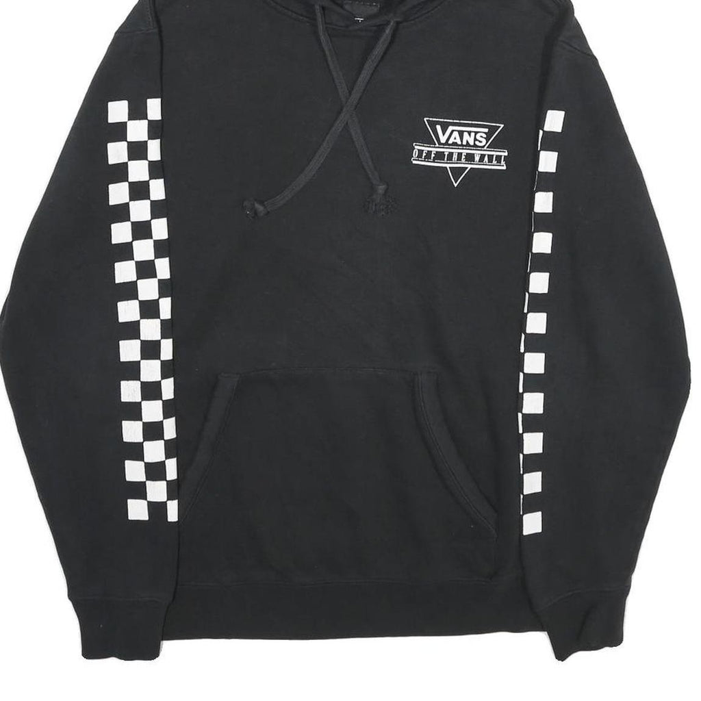 VANS Mens Black Checkerboard Pullover Hoodie S Cotton Blend Skatewear