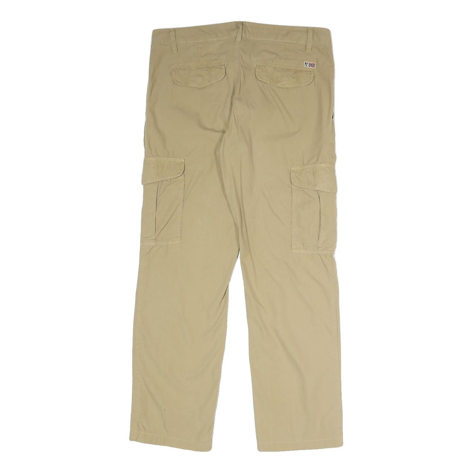 NAPAPIJRI Mens Beige Polyester Blend Regular Cargo Trousers W32 L29 Practical