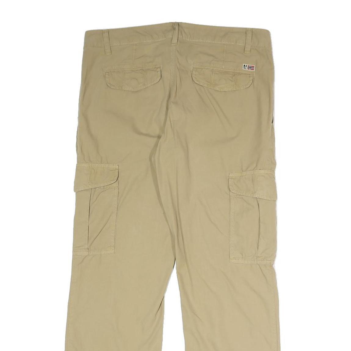 NAPAPIJRI Mens Beige Polyester Blend Regular Cargo Trousers W32 L29 Practical
