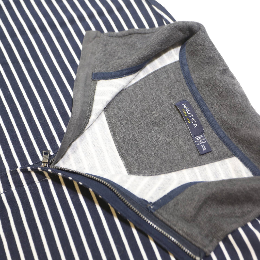 NAUTICA Mens Blue & White Patterned Pullover Jumper Crew Neck Cotton Blend 2XL
